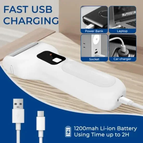 Electric Foot Callus Remover, Rechargeable Professional Pedicure Tools for Feet- White image {2}