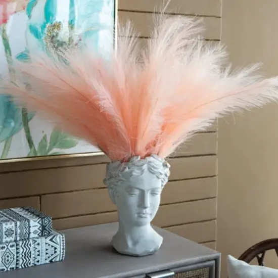 DSVIMOY Greek Style Cement Head Planter, Indoor Outdoor Home Garden Decor, Modern Design for Indoor and Outdoor Spaces, Gray, 7.3"*10.6"*6.9" image {1}