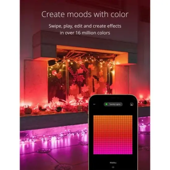 Twinkly Cluster App-Controlled LED Christmas Lights 400 RGB (16 Million Colors) 19.7 feet Green Wire Indoor/Outdoor Smart Lighting Decoration (4 Pack) image {1}