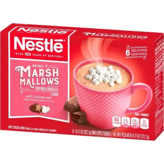 Nestle Hot Cocoa Mix, Mini Marshmallows, Rich Milk Chocolate, 8 Packets, 0.85 oz image {7}