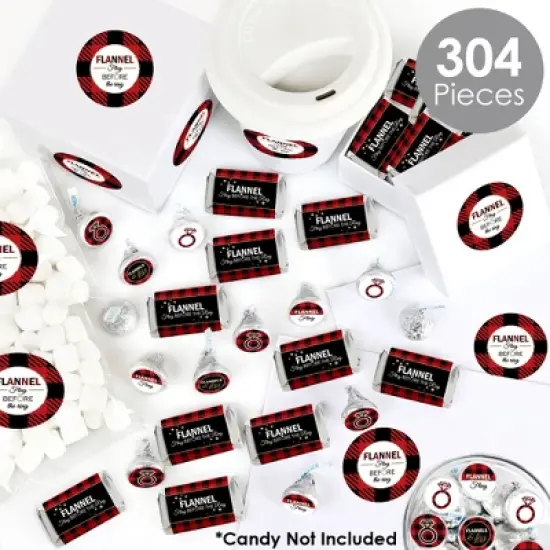 Big Dot of Happiness Flannel Fling Before The Ring - Buffalo Plaid Bachelorette Party Candy Favor Sticker Kit - 304 Pc image {1}
