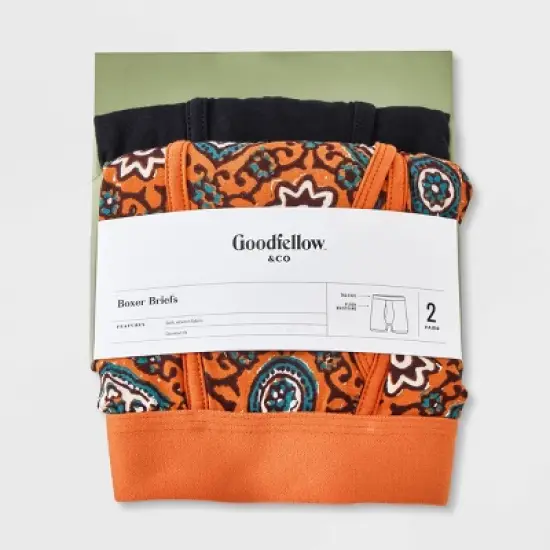 Men's Medallion Print Boxer Briefs 2pk - Goodfellow & Co&trade; Orange image {1}