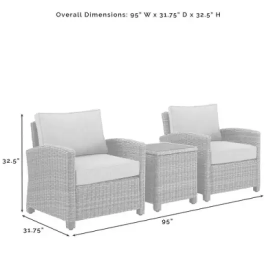 Bradenton 3pc Outdoor Wicker Seating Set with Two Chairs & Side Table Sangria - Crosley image {5}