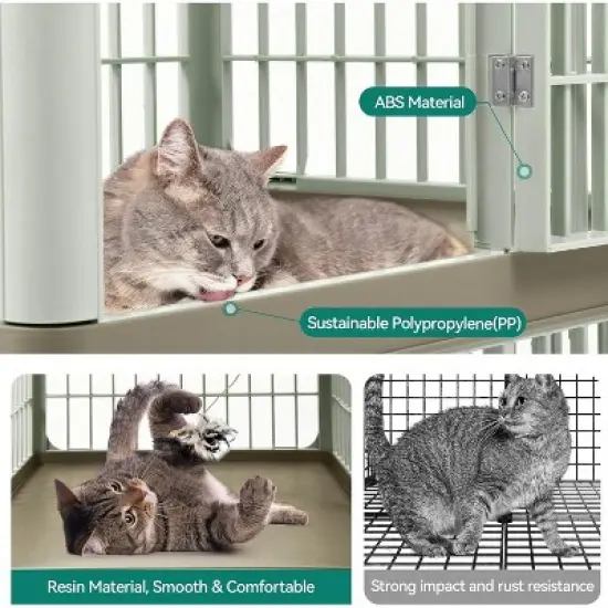 QuestaPack 41'' 2-Tier Cat Cage Cat Crate with Door Locks and Bottom image {4}