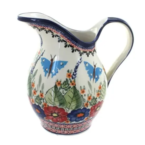 Blue Rose Polish Pottery 1160 Zaklady Pitcher image {6}