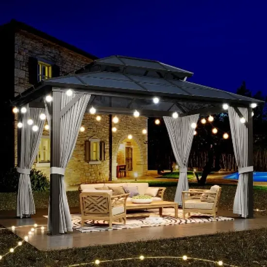 10' x 12' Hardtop Gazebo, Metal Gazebo with Aluminum Frame, Double Galvanized Steel Roof image {2}