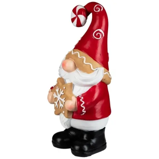 Northlight Gnome Holding Gingerbread Snowflake Cookie Christmas Decoration - 11.5" - Red image {3}
