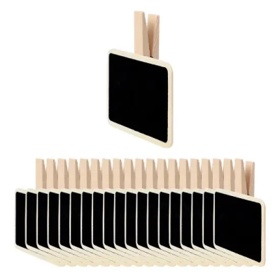 Unique Bargains Wood Mini Chalkboard Signs Tag with Clips Weddings Message Board Notes 20 Pcs image {6}