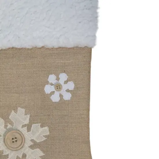 Northlight 20.5" Beige and Ivory Snowflake Embroidered Christmas Stocking image {3}