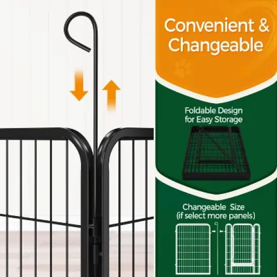 Yaheetech 6 Panels Dog Playpen Panels Metal Dog Cat Exercise Barrier, Black image {5}