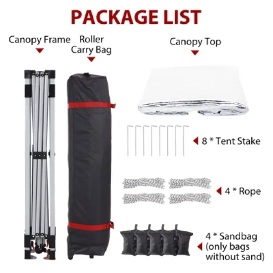 10 x 10 Pop Up Canopy, Beach Tent 3 Adjustable Heights, Easy Up Sun Shade w/ Wheeled Carry Bag, Outdoor Portable Shelter for Events, Parties, Camping image {7}