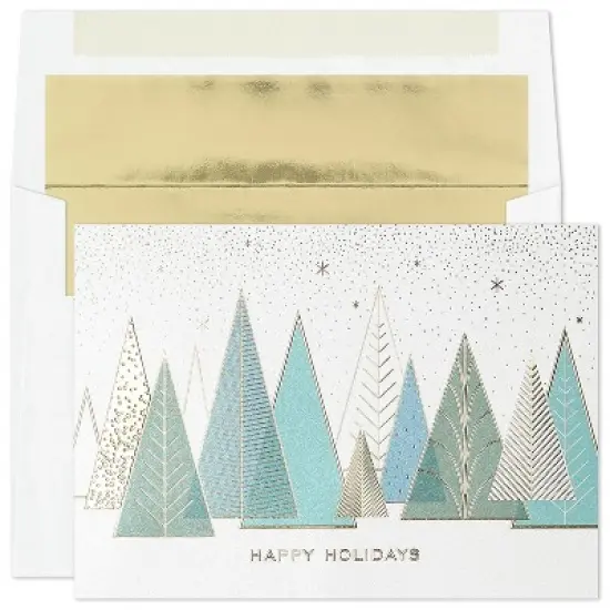 Masterpiece Studios Holiday Collection Premium Cards 15 Cards/Foil-Lined Envelopes, Contemporary Trees, 5.6" x 7.8" image {1}