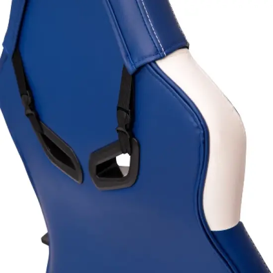 BlackArc High Back Gaming Chair with Red and Blue Faux Leather Upholstery, Adjustable Swivel Seat and Padded Flip-Up Arms image {10}