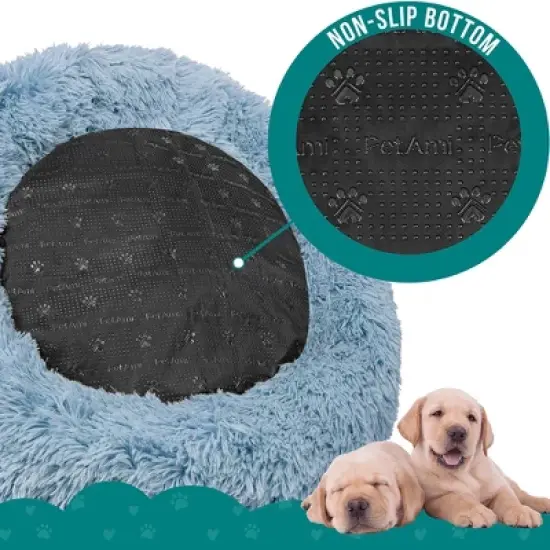 PetAmi Calming Dog Bed for Puppy Cat Kitten, Round Washable Pet Bed, Anti Anxiety Cuddler, Fluffy Plush Circular Donut Bed image {5}
