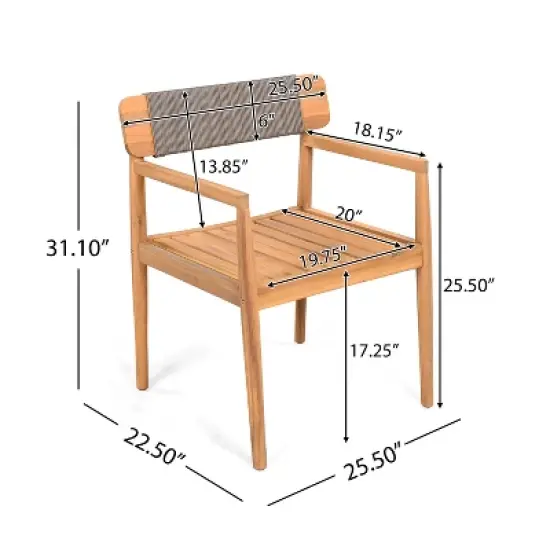 Christopher Knight Home Sett Rustic 5 Piece Patio Acacia Wood Dining Set image {2}