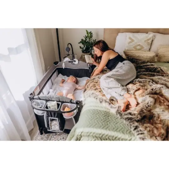 Kinder King 4-in-1 Portable Nursery Center and Bedside Crib with Bassinet, Changing Table, Storage Basket, Side Zipper & Travel Bag image {14}