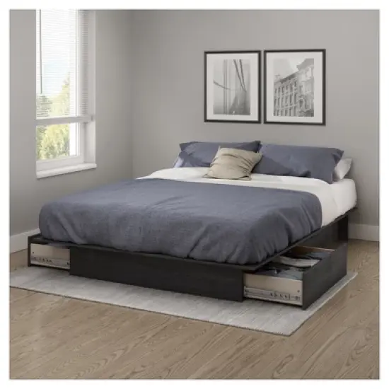 Queen Step One Platform Bed with Drawers - South Shore image {7}