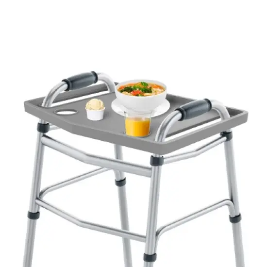 Fleming Supply Walker Tray Table with 2 Cup Holders for Folding Walkers (Gray) image {1}