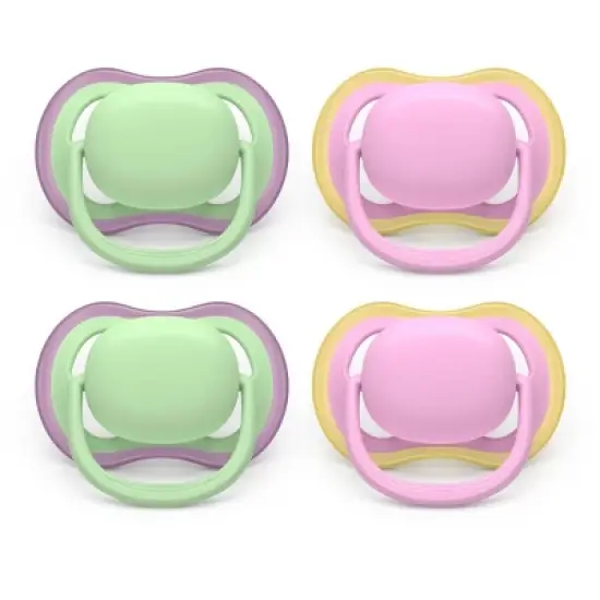 Philips Avent Ultra Air Pacifiers 6-18m - Spring Green/Quiet Pink - 4pk image {1}