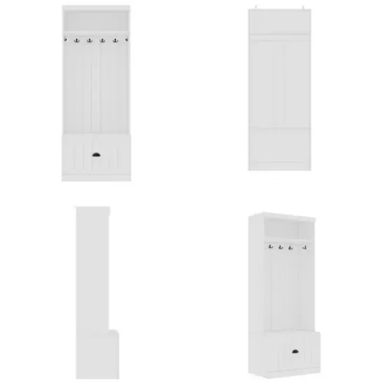 Famapy White Hall Tree Shelf Rack Shoe Storage Coat Organizer Cabinet image {8}