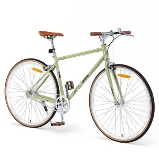 NAYSAYE Bicycle Single Speed Retro Style 700C Road Bike Steel Frame for Men and Women for City Rides, Light Green, 64.97"*24.41"*38.52" image {5}