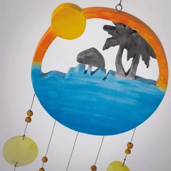 Woodstock Wind Chimes Asli Arts Collection, Sunset Beach Capiz Chime, 30'', Multicolor Wind Chime CSBC image {2}