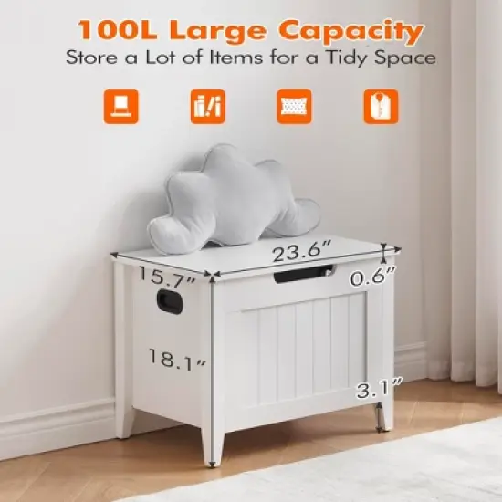 Storage Chest, Storage Trunk with Safety Hinge, Storage Bench, Wooden Storage Organizer image {3}