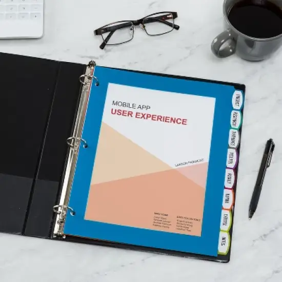 Avery Ultralast Big Tab Plastic Dividers for 3 Ring Binders, 8-Tab Set, Multicolor with White Labels, 1 Set (24901) image {5}