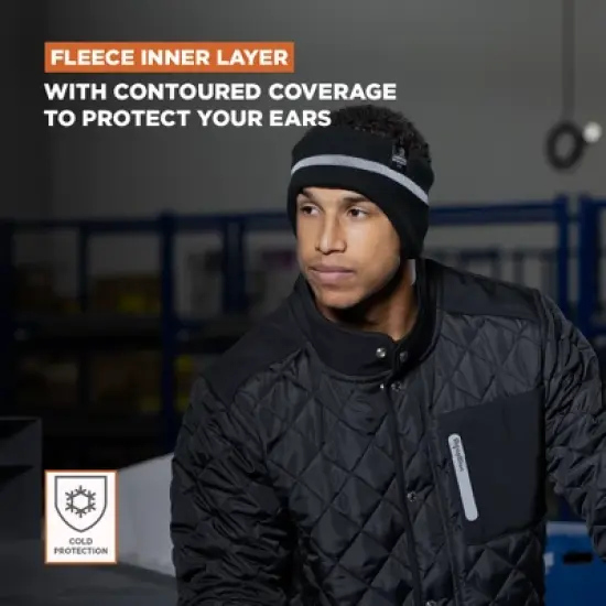 RefrigiWear Double Layer Acrylic Knit Black Winter Headband image {3}