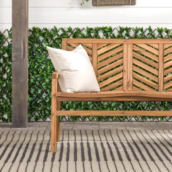 Slatted Chevron Acacia Wood Patio Loveseat &ndash; Saracina Home image {6}