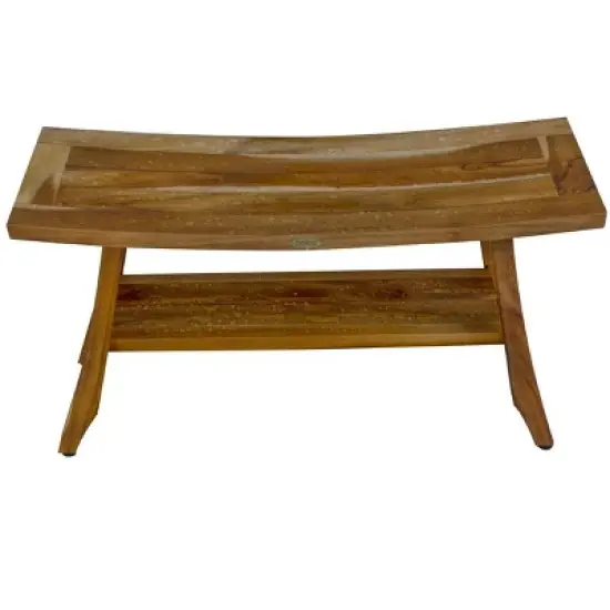 EcoDecors&reg; Satori&reg; 34" Teak Wood Shower Bench with Shelf in EarthyTeak Finish image {5}