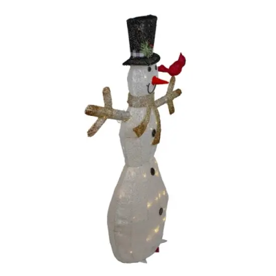 Northlight 49" White and Black LED Lighted Snowman with Top Hat Christmas Outdoor Decoration image {3}