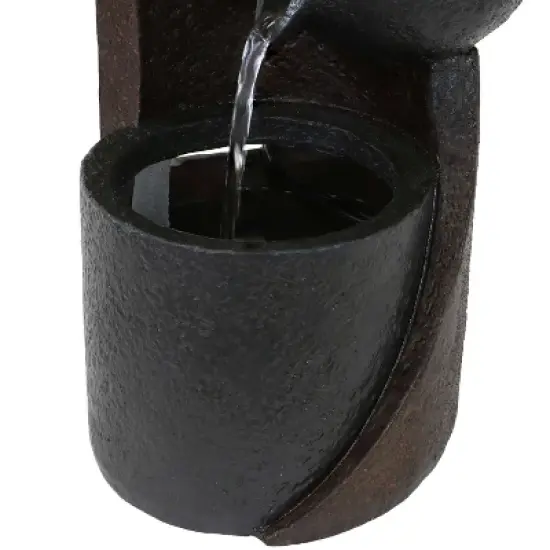 Sunnydaze Indoor Home Decorative Resin 3-Tier Descending Bowls Tabletop Water Fountain - 9" - Dark Brown image {3}