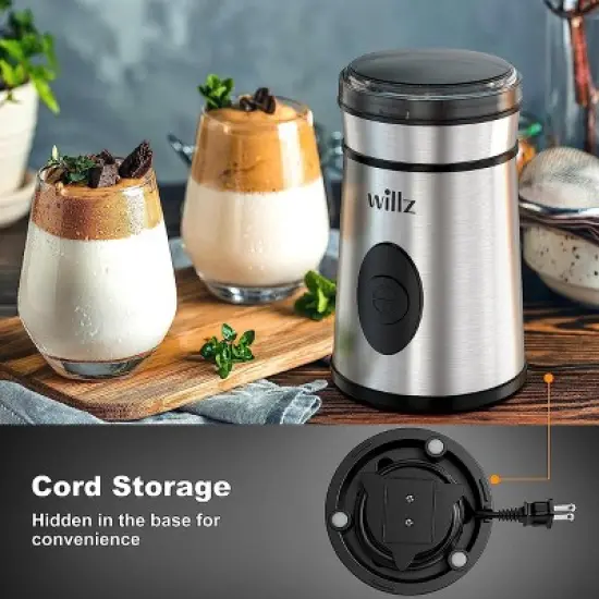 Willz 50 Gram Stainless Steel Blade Electric Coffee Grinder in Silver image {4}