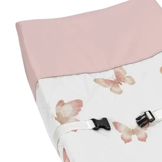 Sweet Jojo Designs Girl Changing Pad Cover Butterfly Pink and Taupe image {3}