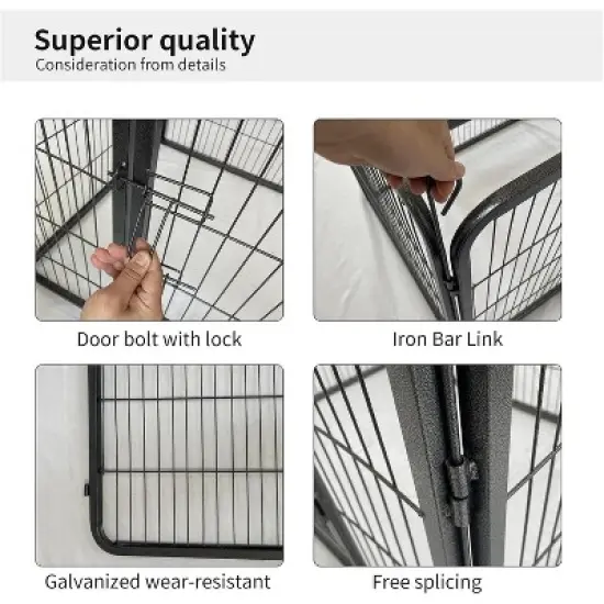 24" Heavy Duty Metal Dog Playpen - Indoor/Outdoor Pet Fence for Small/Medium/Large Dogs, Portable Animal Barrier for Yard, RV & Camping - Black image {6}