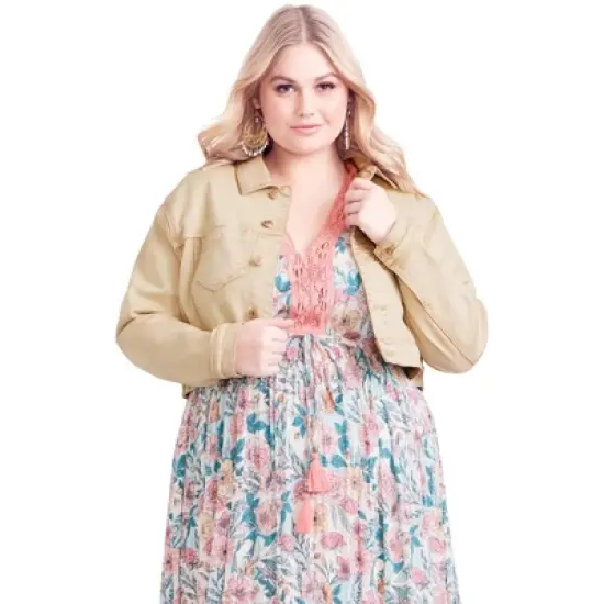 Women's Plus Size  Ava Denim Jacket - stone | AVEOLOGY image {3}