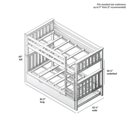 Max & Lily Twin over Twin Bunk Bed with Trundle image {5}