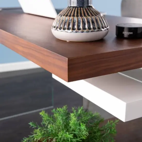 Toppington L-Shaped Desk with Storage Walnut/White - Aiden Lane image {1}