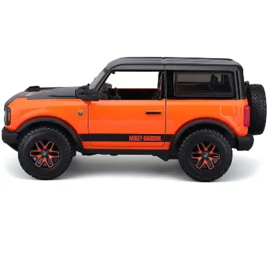 2021 Ford Bronco Badlands Orange and Black "Harley Davidson" "H-D Custom" Series 1/24 Diecast Model Car by Maisto image {2}