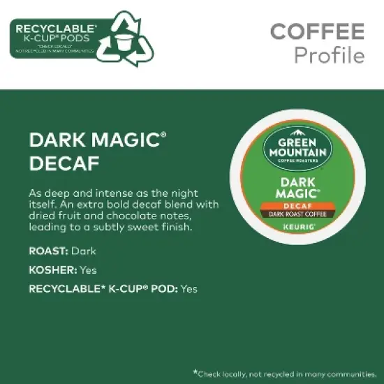 Green Mountain Dark Magic Roast Keurig K-Cup Coffee Pods - Decaf - 24ct image {2}