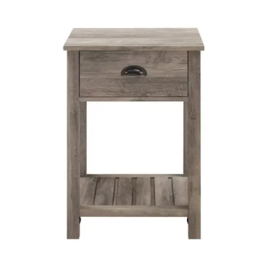 June Rustic Transitional Square Nightstand with Lower Shelf   - Saracina Home image {2}