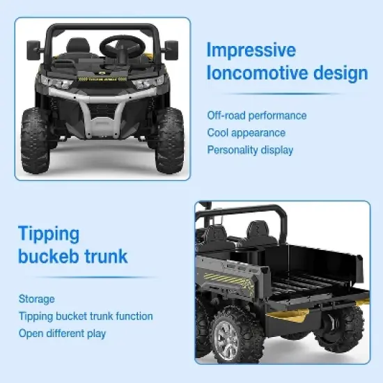 24V 2-Seater Ride On Dump Truck for Kids, 4WD 6-Wheel Electric Car with Parent Remote Control, Bluetooth Music & Dump Bed image {5}