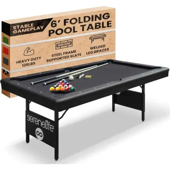 Portable Foldable Pool Table for Home Fun with Accessory Kit, Compact Design, Easy Storage, Great for Game Nights image {10}