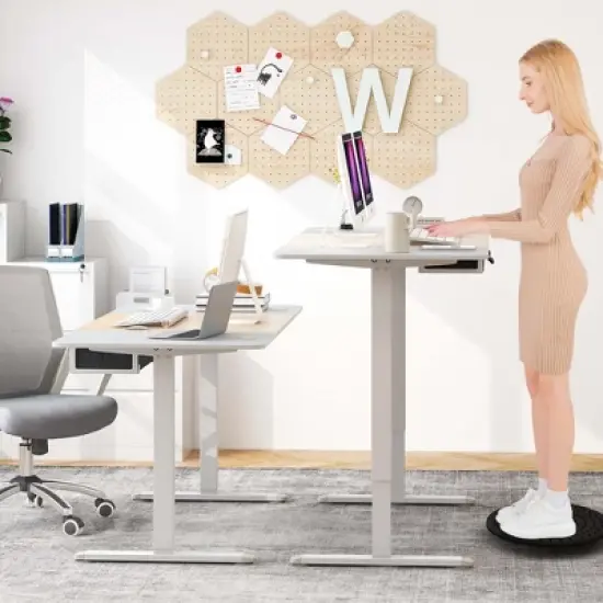 Costway Electric Standing Desk 55'' x 28'' Height Adjustable Sit Stand with USB Charging Port Natural/Black/Grey/Brown/White image {4}
