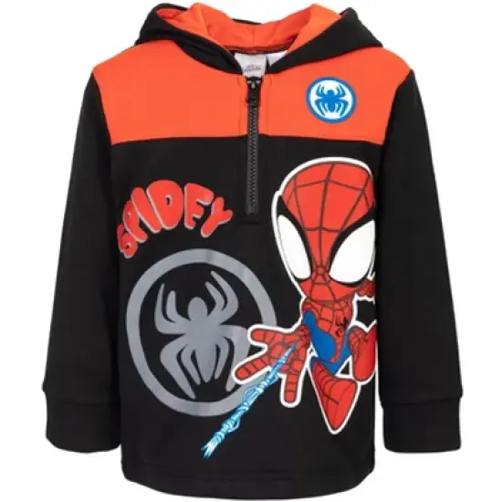 Marvel Spidey and His Amazing Friends Ghost-Spider Miles Morales Spider-Man Fleece Half Zip Hoodie Toddler to Little Kid image {10}