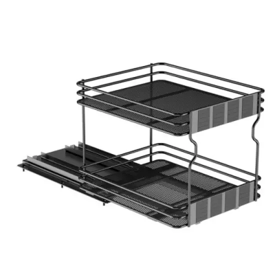Pull Out Spice Rack Organizer(no jars included) for Cabinet,with Labels,8.5" W x10.75 D x8.5 H, 1 Drawer 2-Tier image {3}