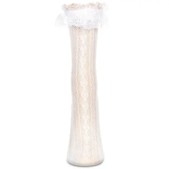 Memoi Women's Heart Vine Lace Crew Socks White 9-11 image {1}