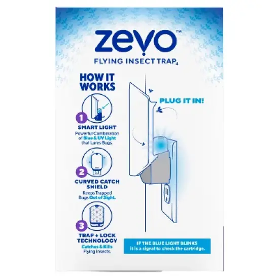 Zevo Flying Insect Indoor Light Fly Trap Starter Kit, Catches House Flies, Fruit Flies, Gnats and More - 1 Trap + 3 Refills image {10}