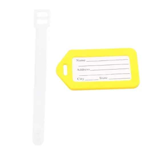 Unique Bargains Rectangle Shape Plastic Bag Name Label Luggage Tag 20 Pcs Yellow White image {3}